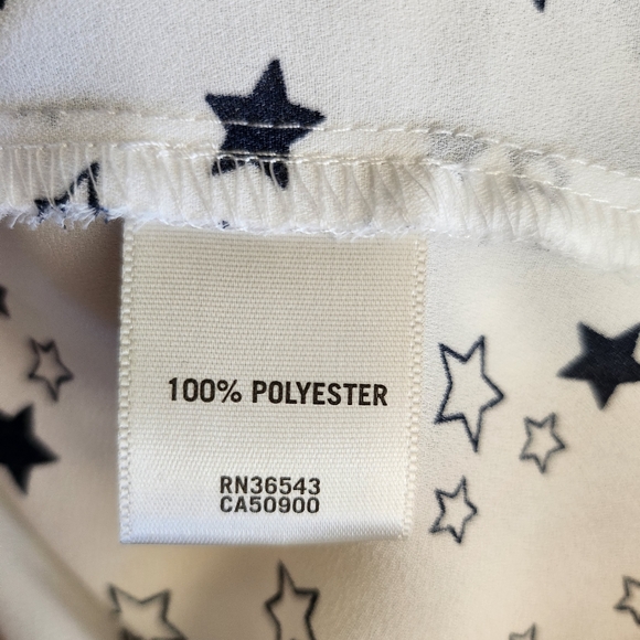 Van Heusen White with Black Stars Blouse - Picture 5 of 5